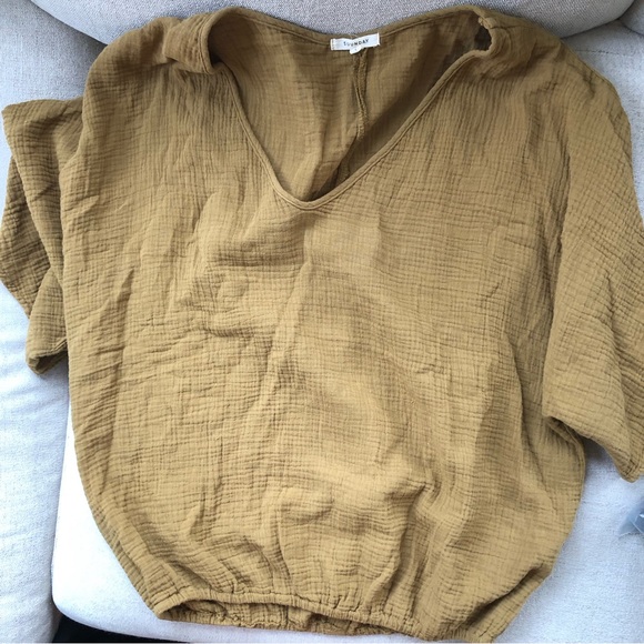 SUUNDAY GAUZE DOLMAN TOP IN TAPENADE sz S - Picture 6 of 8